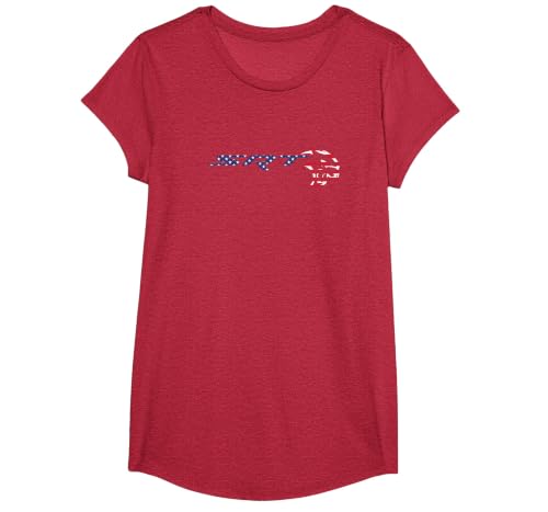 Dodge SRT Hellcat Stars and Stripes T-Shirt, Girls, Red Heather, Large