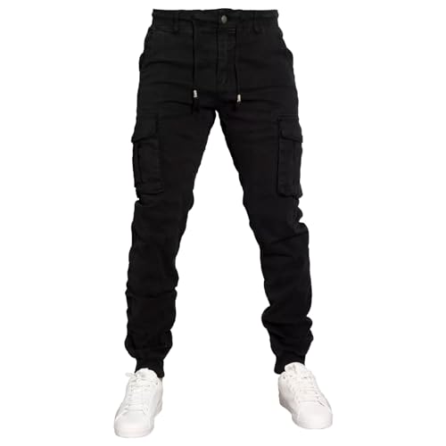 Toocool Pantalons pour Hommes, Pantalon Cargo en Coton pour Hommes, Pantalon avec Poches Latérales, Pantalons de Travail G6538 [32/TG 42,G6601 Noir d'été]