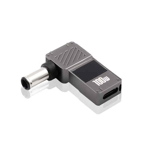 Adaptador CC 6.0x4.4mm a USB C Danfetsoy de 90 grados con pantalla digital y 100W