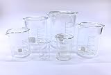 6 Sizes Glass Beaker Set, Beakers Clear Measuring Graduated Liquid Container Beakers in 10ml, 25ml, 50ml, 100ml, 150ml, 250ml