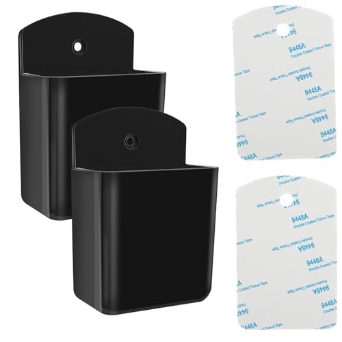 Prasacco 2 Stück Fernbedienung Halterung Selbstklebende Fernbedienungshalter Wandhalterung Fernbedienung Organizer Box Schwarze Wandaufbewahrungsbox aus Kunststoff für Zuhause Büro Schule