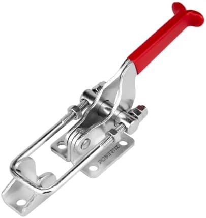 POWERTEC 1PK Toggle Clamp, 2000 lbs Holding Capacity, 40341 Adjustable U Bolt Latch w/ Antislip Hand Grip for Woodworking Jigs & Fixtures, Smoker, Tire Carrier, Tool Box, Cabinet (20306)