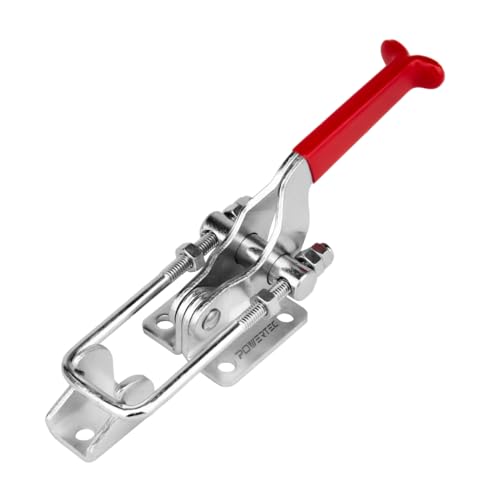 POWERTEC 1PK Toggle Clamp, 2000 lbs Holding Capacity, 40341 Adjustable U Bolt Latch w/ Antislip Hand Grip for Woodworking Jigs & Fixtures, Smoker, Tire Carrier, Tool Box, Cabinet (20306)