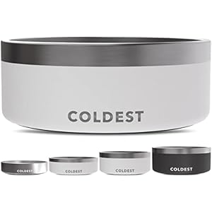 Coldest Dog Bowl Anti Rust Metal Non Slip Dog Bowls Large Spill Proof Heavy Duty 3 Layers Insulated Dog Bowl Food and Water Bowl for Dogs Cats Pets Dishwasher Safe 64 oz Epic White