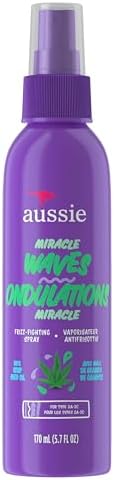 Aussie Miracle Waves Frizz-Fighting Hair Spray with Hemp Seed Oil for Wavy Hair, Paraben-Free, 168 mL