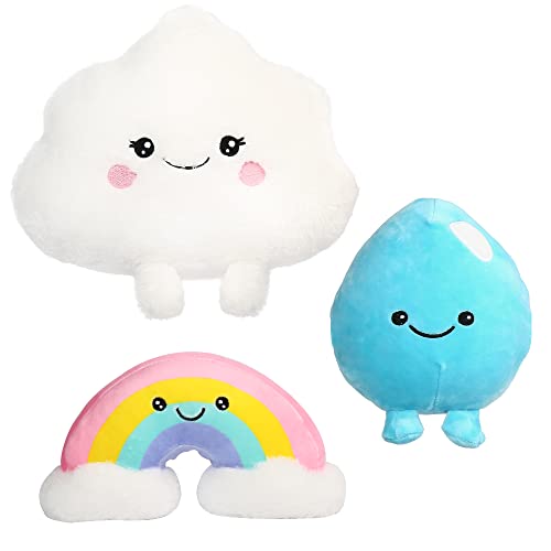 Benben 15A-7313-G Cloud Pillow Toy 12 Inch, Set Of 3, 7 Inch Stuffed Rainbow And Water Droplet Plushies cover