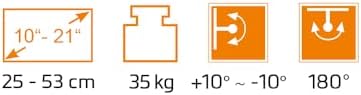 mywall H20L uchwyt ścienny do monitorów, laptopów, notebooków i głośników 10" - 21" (25-53 cm) 35 kg