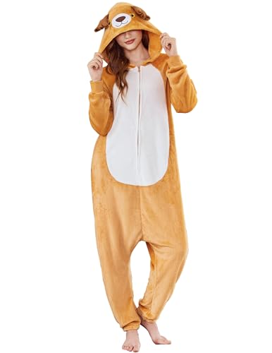 Ekouaer Adult Onesie Animal Halloween Costumes One Piece Pajamas Cosplay Suit Party Wear for Women and Men