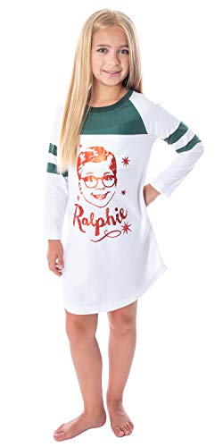 INTIMO A Christmas Story Girl's Ralphie Raglan Striped Sleeve Nightgown Pajama Sleep Shirt3