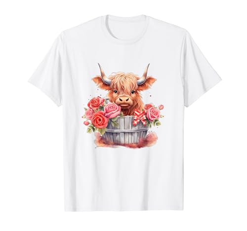 Cute Highland cow Valentine country Heifer Farm Farmer Camiseta