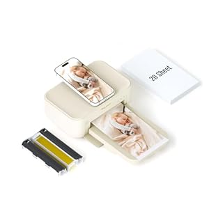 HPRT Impresora fotográfica de 4 x 6, + 20 hojas y 1 cinta, impresora instantánea inalámbrica Wi-Fi para iPhone, Android, smartphone, sublimación de tinte térmico, impresión de video AR, impresoras