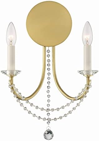 Crystorama Delilah 2 Light Aged Brass Sconce