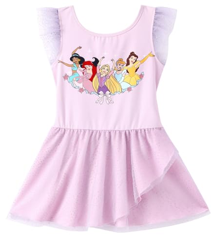 Disney Princess Ballet Leotards for Girls Dance Dress with Skirt Toddler Ballet Outfit Ruffle Sleeve Kids Gift Dance Dress Light Purple 3-4T