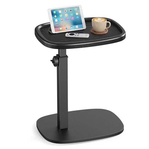 VASAGLE Couch Table, C-Shaped Sofa Side End Table, Bedside Table, Adjustable Height, for Small Spaces, 11.8 x 15.7 x 27.2 Inches, for Living Room, Bedroom, Ink Black ULET363B101