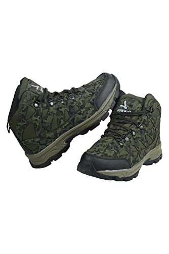 Image of KAZA MHD BLK Men & Women Hunter Trekking and Hiking Woodland Shoes for Men and Women - Water Proof, Anti-Fatigue & Light Weight, Anti-Skid Hiking Shoes Slip Resistant Mountain Boots (JOHNMART)