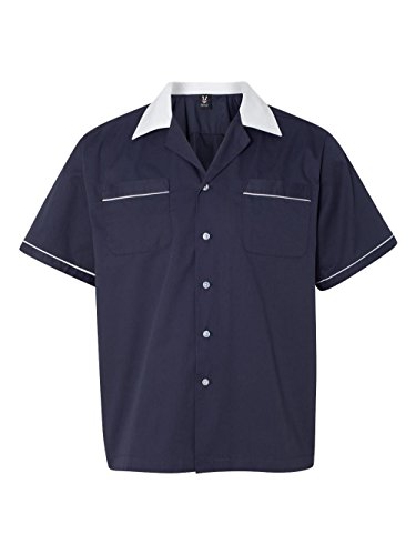 Hilton Adult Unisex Legend Bowling Shirt Navy/White Medium