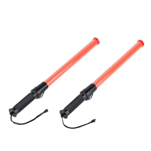 Ruitutedianzi Traffic Batons, Traffic Control Stick, Light Batons, Signal Batons for Parking and Airports, 16 Inches, 2Pcs Easy to Use Black + Orange