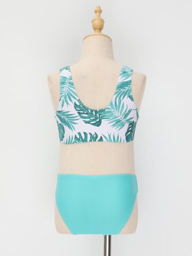 Girls 3 Pcs Swimwear Floral UPF 50+ Swim Kimono Wrap Bikini Crop Top with Brief Tankini Sets4