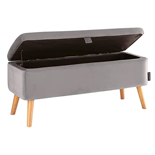 HAPPERS Puff de Almacenaje y Baúl. Banco de Madera Tapizada en Terciopelo - imagen 5