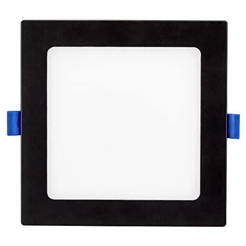 Maxxima 6 In. Square Ultra Thin Recessed Led Downlight 1000 Lumens, Black Trim, Color Selectable 2700K/3000K/3500K/4000K/5000K, Canless Ic Rated, Slim, Dimmable, J-Box Included #TOP1