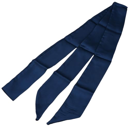 2Pcs Solid Color Long Neckerchief Skinny Stylish Ribbon Scarf Prussian Blue Polyester Satin Necktie Belts Thin Headband Sash Necktie for Handbag Handle Wrap Women Waistband Hair Accessories