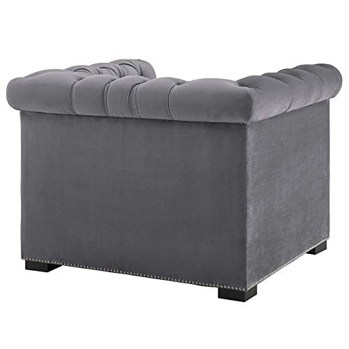 Modway Heritage Tufted Velvet Modern Chesterfield Lounge With Nailhead Trim, Armchair, Gray #TOP2