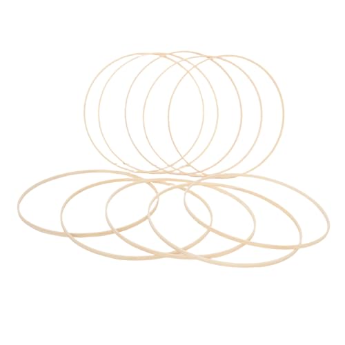 BATHVEVE Lot de 10 Cercles en Bambou 40 Cm pour Couronnes de Mariage, Anneaux Macramé Naturels Beige, Accessoires de Décoration DIY pour Loisirs Créatifs et Compositions Végétales