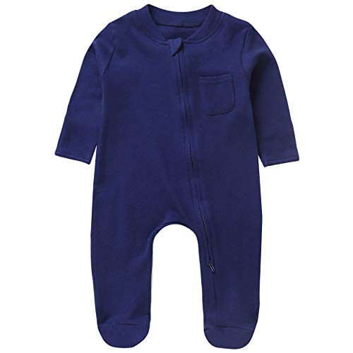 Baby Unisex Baby Jumpsuits, Coveralls, and Playsuits Newborn Baby Girl Long Sleeve Romper, Infant Boys Onesies Sleep Wear Deep Blue