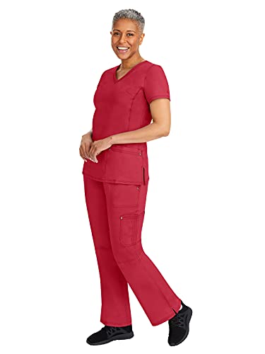 Healing Hands Womens Scrubs Pants 5 Pocket Purple Label 9133 Cargo Tori Women Yoga Pant Lightweight Soft Fabric Red L #TOP2