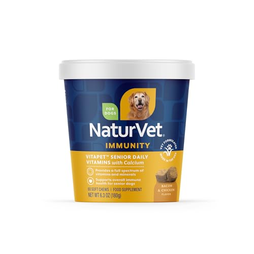 NaturVet VitaPet Senior Daily Vitamins Plus Glucosamine for Dogs, 60 ct Soft Chews, Made in The USA with Globally Source Ingredients