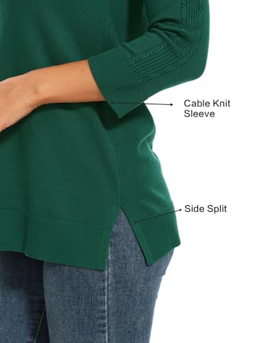 Spicy Sandia Women's 3/4 Cable Knit Sleeve Crew Neck Pullover Sweaters Dressy Casual Lightweight Knit Tunic Tops4