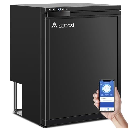 AAOBOSI Nevera 12V Compresor,Nevera Portatil Electrica, 65L Nevera Coche, Control App, 12/24 V DC, Refrigerador para Camping, Viajes, Coche