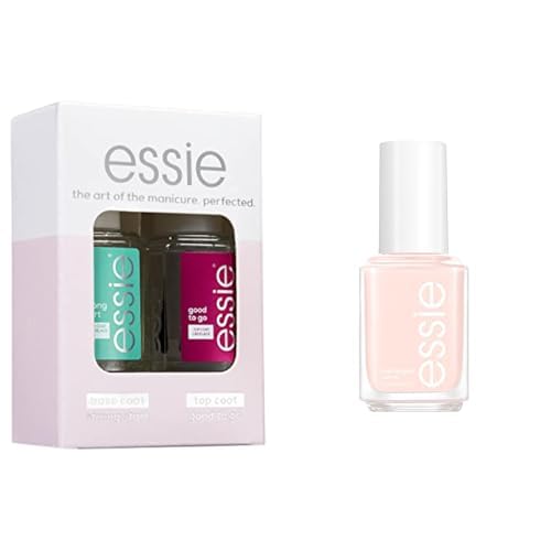 Bundle aus essie Routine Set (Unterlack strong start, Überlack good to go) + essie Nagellack für farbintensive Fingernägel, Nr. 6 ballet slippers, Nude, 13,5 ml