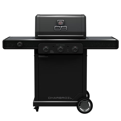 Charbroil Pro Series Amplifire Technology 3-Burner Propane Gas Grill and Griddle Cabinet with Side Burner, Black - 463366724