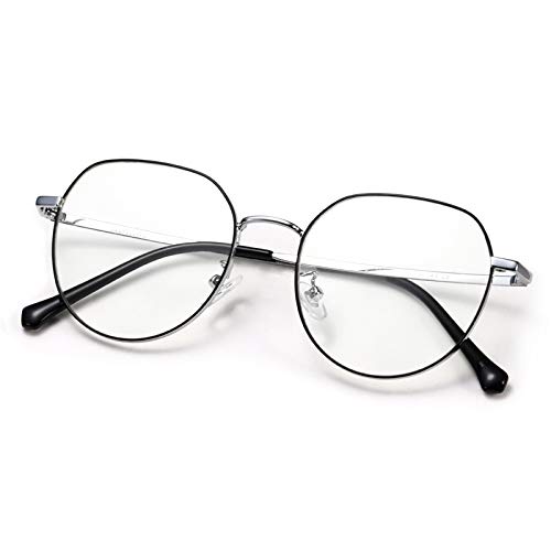 AVAWAY Brille mit Blaulichtfilter Damen Metal Reduzieren Schädliches Blaues Licht von PC Handy und TV, Runde Vintage Brille Game Computerbrille ohne Sehstärke Cover