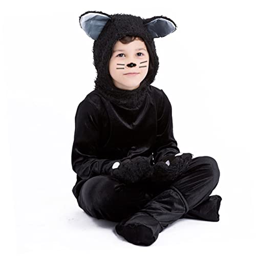 PACKOVE Disfraz de Gato para Niño, Ropa de Cosplay Felpa Cómoda para Halloween y Fiesta