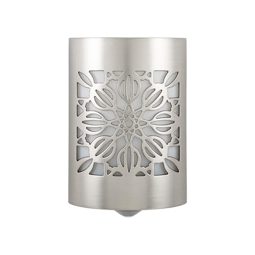 Image of GE CoverLite LED Night Lights Plug into Wall 2-Pack, Plug in Night Light, Dusk to Dawn, Warm White, Auto-On /Off, for Adults Kids Room Bedroom Bathroom Hallway Kitchen 87942 Brushed Nickel | Floral