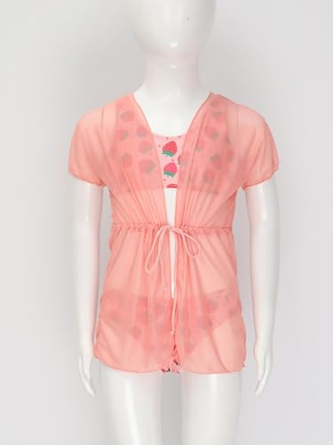 3Pcs Kids Girls Swimsuit Swim Top and Mesh Belted Cover Up Crop Top Briefs Set Swimwear2