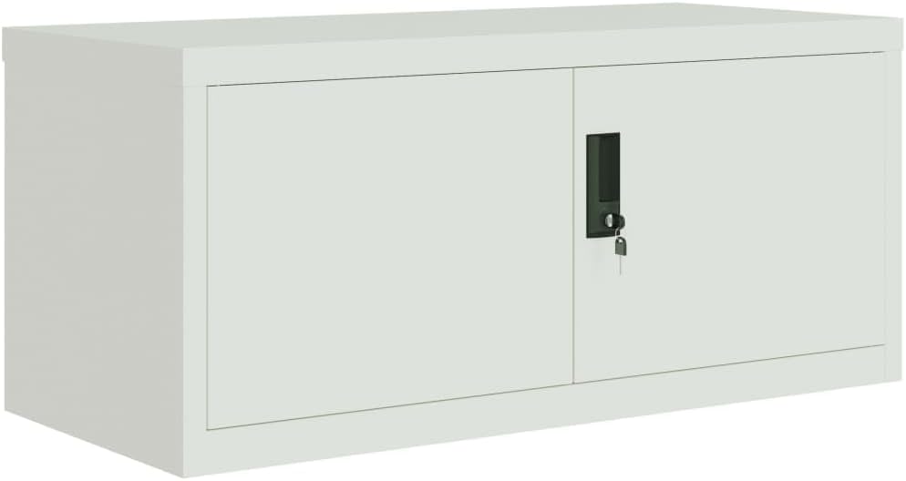 File Cabinet Light Grey Powder-Coated Steel Durable Storage Locker 35.4 x 15.7 x 43.3 in Locking Storage Cabinet for Office Home Use Vertical Locker