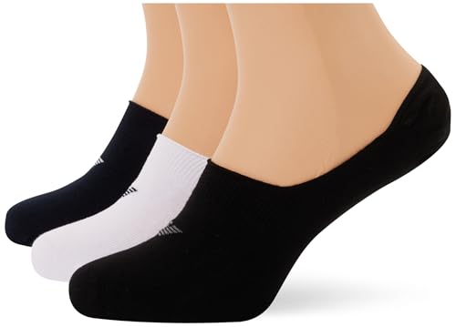 Emporio Armani Lot de 3 paires de chaussettes décontractées en coton pour homme Multicolore S/M, Blanc/noir/bleu marine, S-M