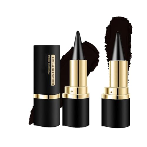 Yeuxtty Black Gel Eyeliner Pencil Waterproof Smudge Proof Eye Liner Pen Cat Eye Smokey Eye Liners Eyeshadow Sticks Halloween Makeup (Black-2PCS)