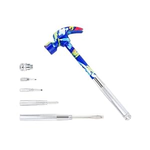 6-in-1 Multifunctional Flower Hammer with Screwdriver Tool Set, Anti-Corrosion and Anti-Rust with Slotted and Nut Driver Garden Tools Nail Puller & Claw Mac, Thanksgiving Christmas Gift(blue)