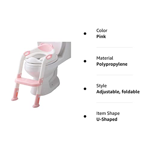 Fedicelly Potty Training Seat Ladder Toddler,Potty Seat Toilet Boys Girls,Adjustable Kids Toilet Training Seat (Pink) #TOP7