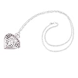 GLEAVI Reloj de Bolsillo Retro Forma de Corazón, Estilo Vintage Tallado en Plata, Reloj de Cuarzo Delicado para Hombre y Mujer, Accesorio Clásico para Ropa y Obsequio