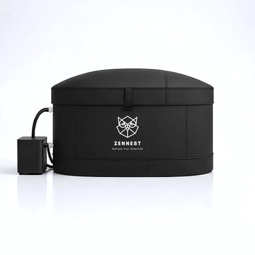 Zennest Patented XL Inflatable Oval Ice Bath Tub for Athletes – 140 Gal Insulated Cold Plunge Tub, Chiller Compatible, Dual-tub Air-Cavity Max Insulation & Ultra-Firm 8-Stand Frame – Cold Plunge Pool