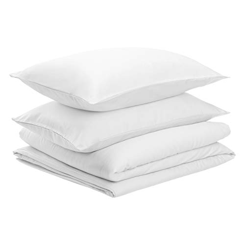 Amazon Basics Satijn Dekbedovertrek Set - 260 x 220 cm / 50 x 80 cm x 2, Wit - Afbeelding 3