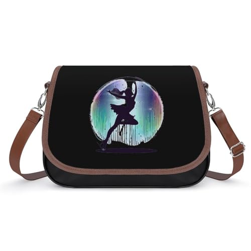 Bolso bandolera de piel para mujer con diseño de patinaje artístico