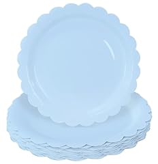 light blue scalloped paper plates