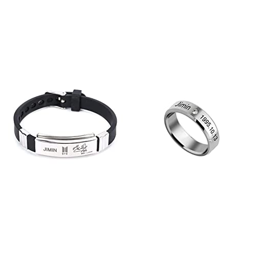 Image of Yellow Chimes Bracelets for Girls and Boys BTS Bracelet for Girls & Boys Silver Toned BTS Band Signature Bracelets Stainless Steel Silicon Wristband Bracelet