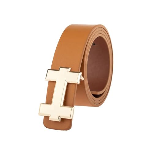 Risdany Ceintures pour femmes, ceintures à boucle dorée pour hommes et femmes, ceintures à boucle en forme de H, accessoires vestimentaires,Orange